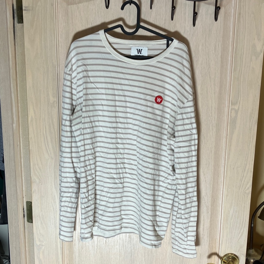 Wood Wood Beige Striped Long Sleeve Tee